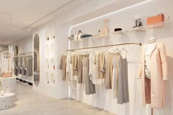 Clothing store display wall racks